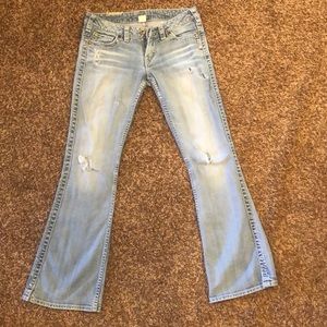Silver light wash jeans short 27x29 bootcut